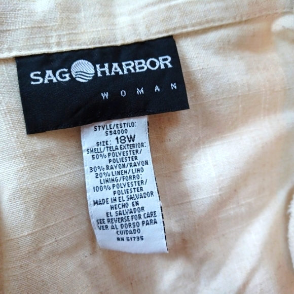 Vintage 80's style Sag Harbor woman cream linen blazer - Picture 3 of 8